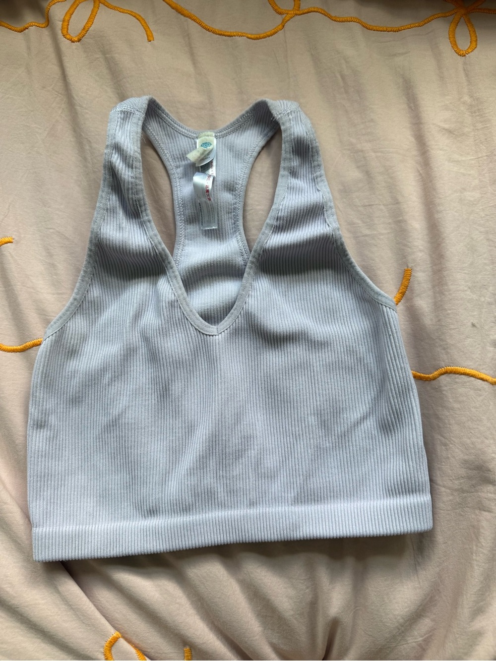 Light lavender Ribbed Racerback Crop Tank Top - Women Intimates